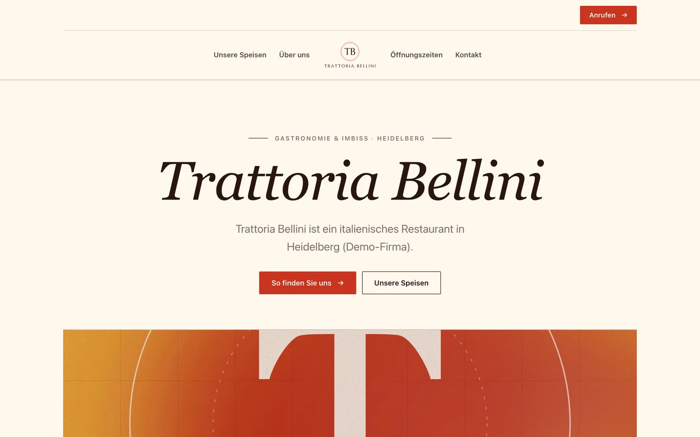 Webseite von Trattoria Bellini